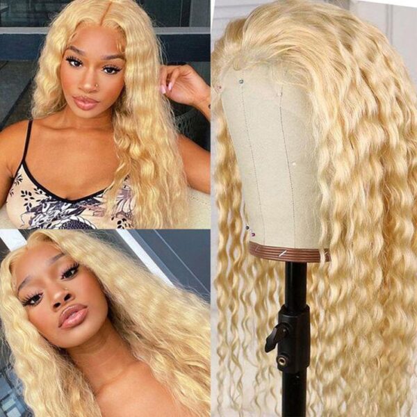 Glueless Wigs Honey Blonde Color Loose Wave Wig HD Lace Front Wig Any Part - 13x4 lace / 180% / 22 inch
