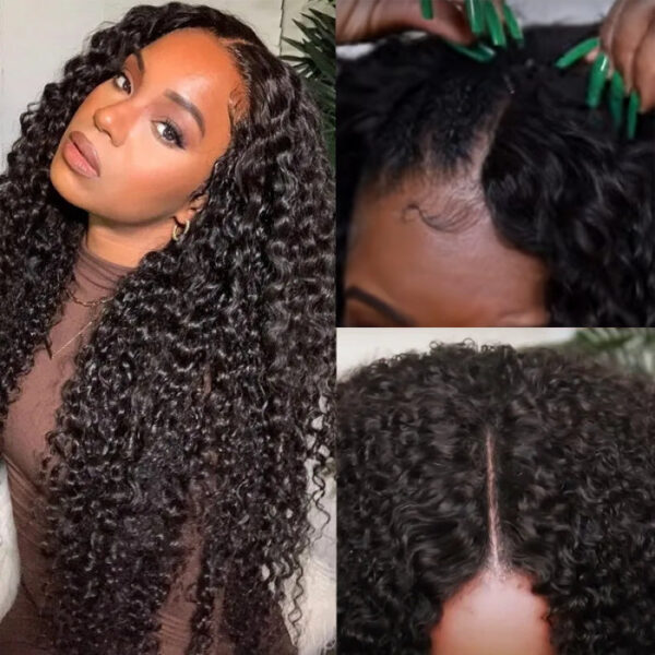 Flash Sale Sunber Effortless To Put On Curly V Part Wig Small Cap Human Hair Wig No Leave Out Glueless Upgrade U Part Wigs - 16 / M