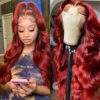 360 Full Lace Front Wigs #99J Burgundy Wig Body Wave Wig Frontal Human Hair Wig - 360 Lace / 180% / 20inch