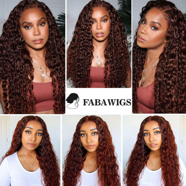 Reddish Brown Curly Wig HD Lace Front Wigs 4*4/13*4/13*6 Lace Human Hair Wig - 13x6 Lace / Yes（+） / 24inch