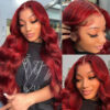 360 Full Lace Front Wigs #99J Burgundy Wig Body Wave Wig Frontal Human Hair Wig - 360 Lace / 180% / 20inch