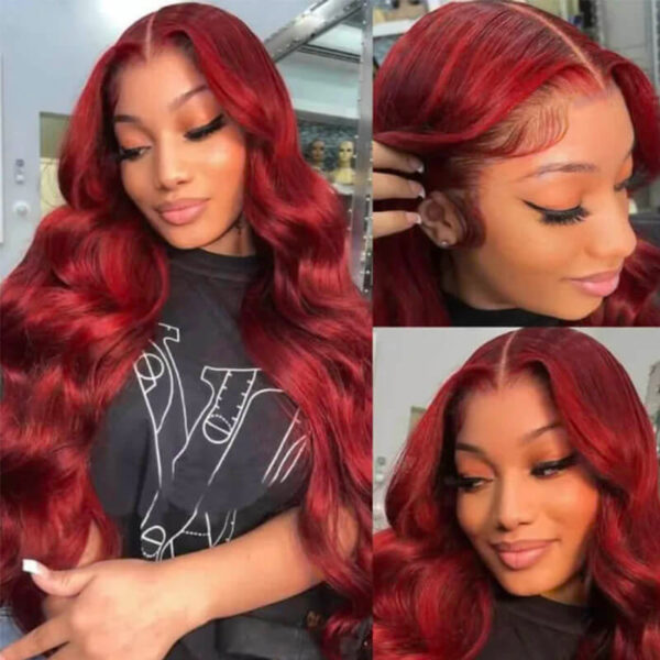 360 Full Lace Front Wigs #99J Burgundy Wig Body Wave Wig Frontal Human Hair Wig - 360 Lace / 180% / 20inch