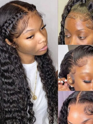 Sunber 5*5 Glueless HD Lace Closure Wig Deep Wave Human Hair Wigs - 18 / 250%