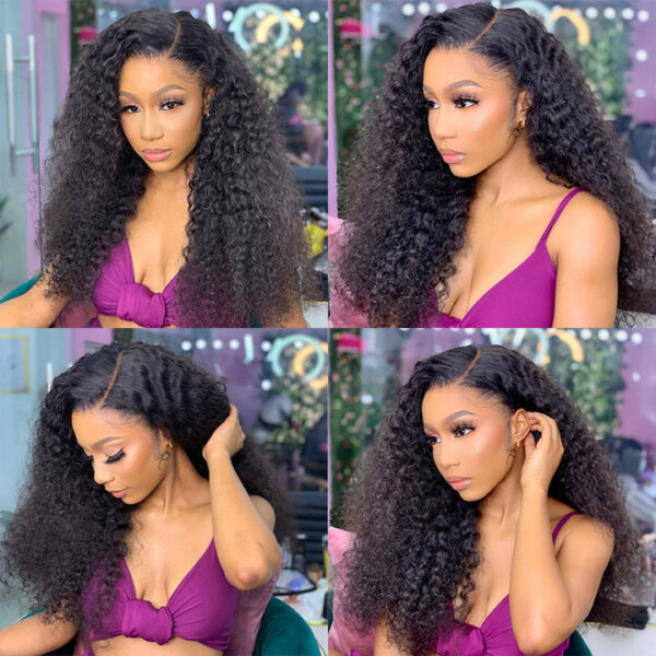 Flash Sale 0 Off Sunber Afro Kinky Curly 5x5 HD Transparent Lace Closure Wig 180% Density Glueless Human Hair Wig - 28