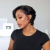 Pre-style Pixie Cut Professional Women's Layered Human Hair Wig - 13x4 / 8 inch / No
