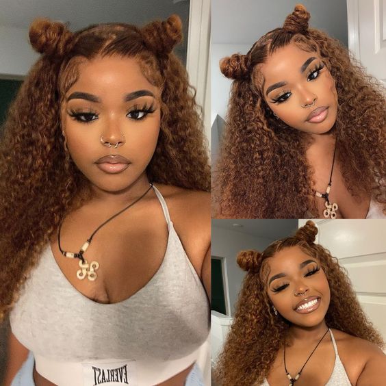 Pre-Cut Lace Wear Go Glueless Wig Dark Brown Pure Color Curly Breathable - 13x4 Lace / 180% Density / 20 inch