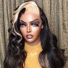 Q613/1B Blonde Piano Highlight Color Wigs 180% Density Body Wave Glueless Lace Front 360 Human Hair Wig - 360 Lace / 180% / 26 inch