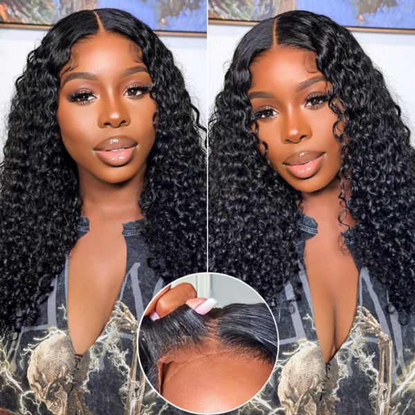 Extra 70% OFF | Sunber Curly 7×5 Bye Bye Knots Pre-Cut Lace Wigs Lace Closure Pre-Plucked Hairline Human Hair - 14 / 7*5 Bye Bye Knots-With Baby Hair