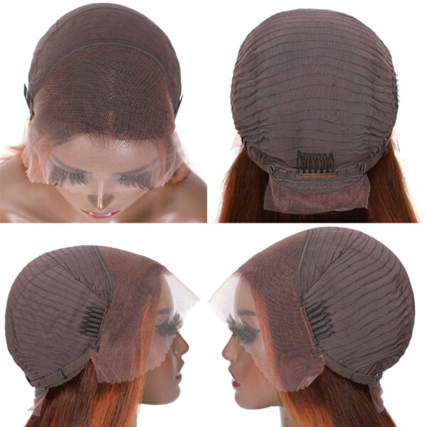 Sunber Mix Ginger And Copper Red Straight Human Hair Wigs Ombre Lace Front Wig - 18