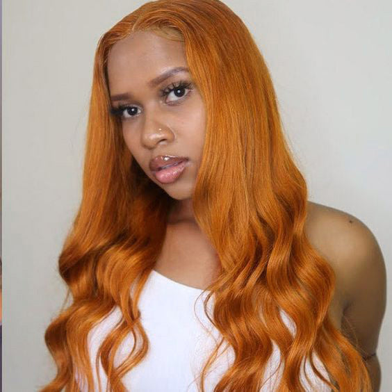 Glueless Wig Ginger Wig 13x4 Transparent HD Lace Front Wigs Body Wave Wig - 13x4 Lace / 150% / 28inch