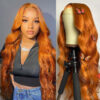 Glueless Wig Ginger Wig 13x4 Transparent HD Lace Front Wigs Body Wave Wig - 13x4 Lace / 150% / 28inch