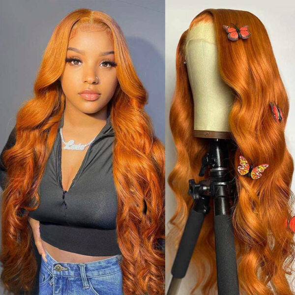 Glueless Wig Ginger Wig 13x4 Transparent HD Lace Front Wigs Body Wave Wig - 13x4 Lace / 150% / 28inch