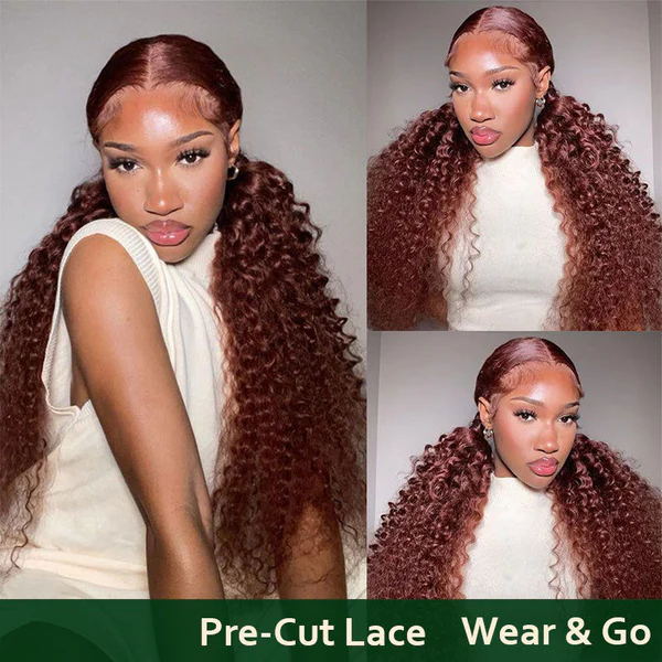 Reddish Brown Wig Wear Go Glueless 4C Wig Closure Wig with Breathable Cap Beginner Wig - 13x4 Lace / 28inch