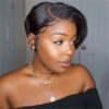 Glueless Wigs Natural Black Straight Pixie Cut Lace Frontal Wig - 5x5 / 8 inch / 150%