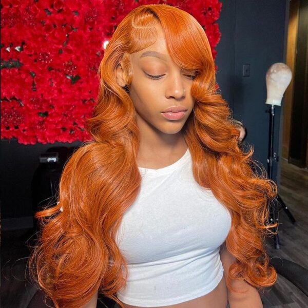 Ginger Color Body Wave Wig HD Lace Front Wigs 180% Density Human Hair - 13x6 Lace / Yes / 18 inch