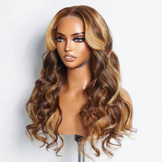 #5/27 Highlight Honey Blonde Wig Highlight Color Body Wave 4x4/13x4/13x6 Lace Wig - 13x4 Lace / Yes / 20inch