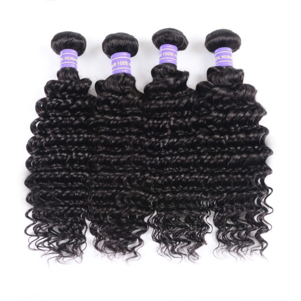 Sunber Remy Deep Wave Human Hair Weaves 4Bundles Deals With Hair Extensions - 18 18 18 18inch