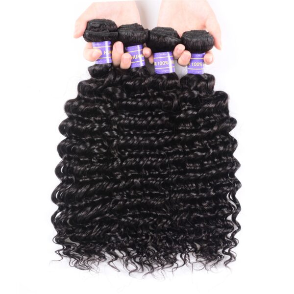 Sunber Remy Deep Wave Human Hair Weaves 4Bundles Deals With Hair Extensions - 18 18 18 18inch