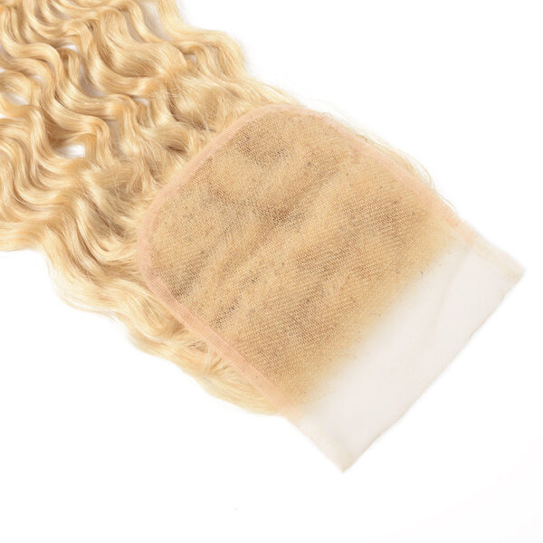 Sunber Hair 613 Blonde Deep Wave 3PCS With 4X4 Lace Closure 100% Virgin Human Hair Weaves - 14 16 18+10