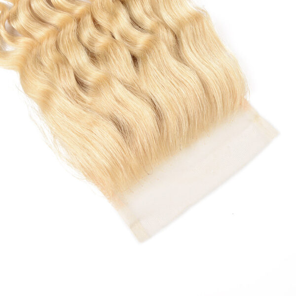 Sunber Hair 613 Blonde Deep Wave 3PCS With 4X4 Lace Closure 100% Virgin Human Hair Weaves - 14 16 18+10
