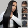 Glueless Tiny Knot Transparent Lace 7x4 Lace Black Straight Wig With Bleached Knots - 99J / 28 inch