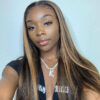Pre-Cut Lace Wear Go Glueless Wig Black With Honey Blonde Piano Color Straight Breathable - 5x5 Lace / 150% Density / 30 inch