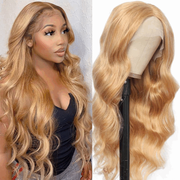 Clear Lace Body Wave 4x4/13x4/13x6 HD Lace Front Wigs 180% Density Human Hair For Honey Blonde Color - 13x6 Lace / Yes（+） / 28