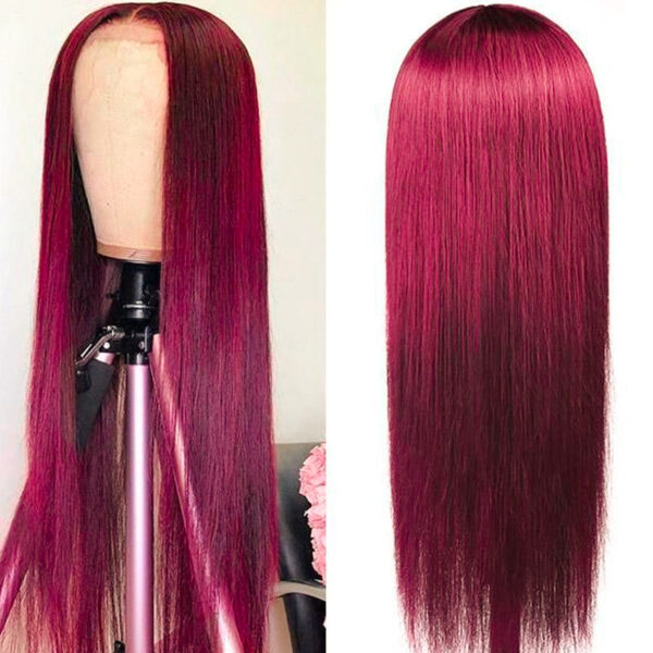 Glueless Wig Straight Wigs #99J Burgundy Color 4x4/13x4 HD Lace Front Wigs 150% Density Pre-plucked - 5x5 Lace / 150% / 32inch