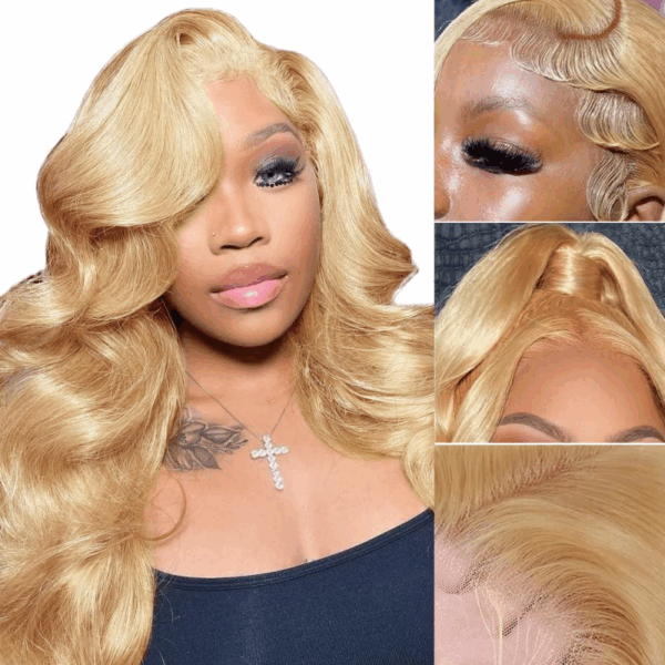 Clear Lace Body Wave 4x4/13x4/13x6 HD Lace Front Wigs 180% Density Human Hair For Honey Blonde Color - 13x6 Lace / Yes（+） / 28