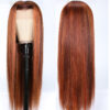 Sunber Mix Ginger And Copper Red Straight Human Hair Wigs Ombre Lace Front Wig - 18