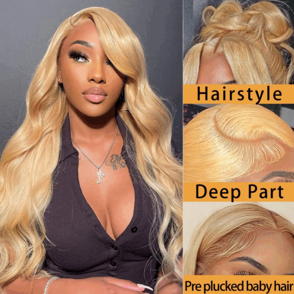 Clear Lace Body Wave 4x4/13x4/13x6 HD Lace Front Wigs 180% Density Human Hair For Honey Blonde Color - 13x6 Lace / Yes（+） / 28