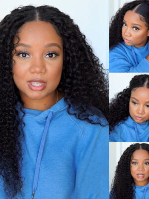 Flash Sale Sunber Effortless To Put On Curly V Part Wig Small Cap Human Hair Wig No Leave Out Glueless Upgrade U Part Wigs - 24 / M