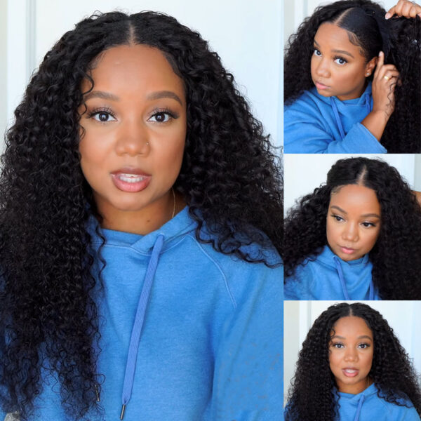 Flash Sale Sunber Effortless To Put On Curly V Part Wig Small Cap Human Hair Wig No Leave Out Glueless Upgrade U Part Wigs - 16 / M