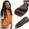 Sunber Hair Peruvian Straight Hair Bundles 3 Bundles With 4x4 inch Swiss Lace Closure, 8"-30" in stocks - 20 22 24+16