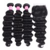 Sunber Hair Brazilian Loose Deep Wave 3 Bundles Hair with 4*4 Lace Closure Deals - 16 18 20+16
