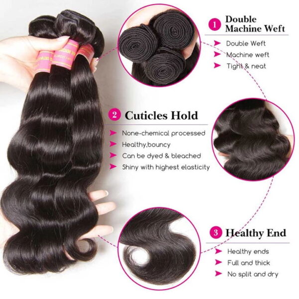 Sunber Hair Body Wave Transparent 5*5 Closure With Virgin Hair Weave 3 Bundles - 16 16 16+16 / Free Part