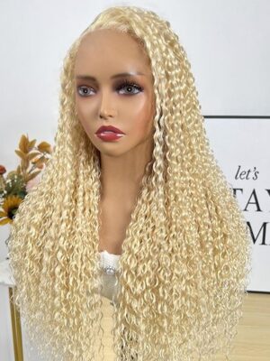 Pre-Cut Lace Wear Go Glueless Wig 613 Blonde Pure Color Curly Breathable - 13x4 Lace / 180% Density / 26 inch