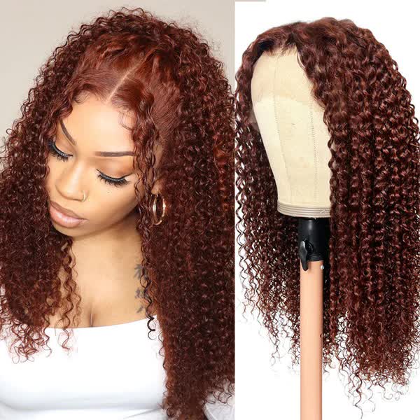 Reddish Brown Wig Wear Go Glueless 4C Wig Closure Wig with Breathable Cap Beginner Wig - 13x4 Lace / 28inch