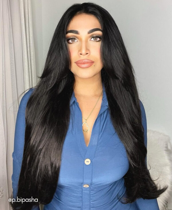 clip-in hair extensions #1 jet black. - 16" / Classic
