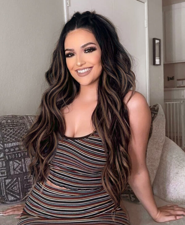 clip-in hair extensions #1b-6 dark highlights. - 24" / Extra Volume