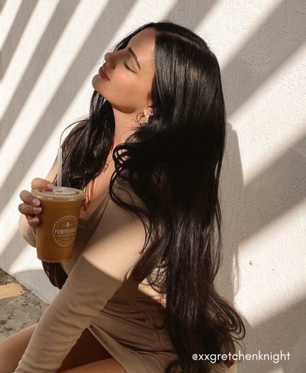 invisible clip-in hair extensions #1b natural black. - 24" / Extra Volume