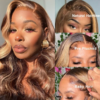 Honey Blonde Highlight Glueless Wig Body Wave 4x4 Closure Lace Front Wigs 100% Virgin Human Hair Wigs - 13x4 Lace / 20inch