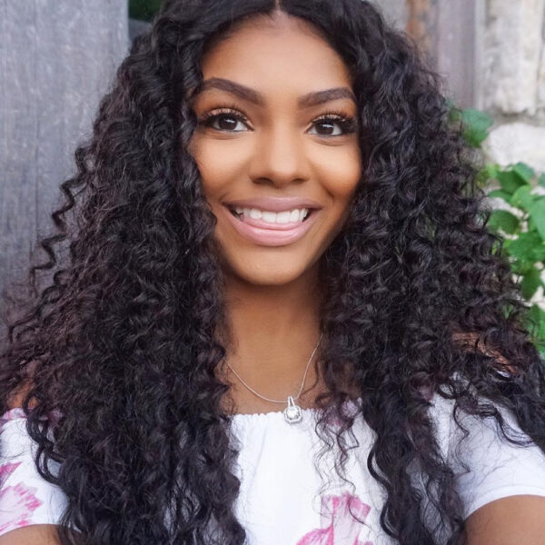Sunber Hair Indian Curly Hair Lace Frontal with 3 Bundles, 100% Virgin Human Hair Extensions Wefts - 20 22 24+16 / 13*4 Lace Frontal