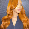 Pre-Cut Lace Wear Go Glueless Wig Ginger Orange Pure Color Body Wave Breathable - 5x5 Lace / 150% Density / 20 inch