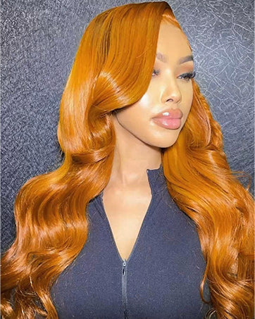 Pre-Cut Lace Wear Go Glueless Wig Ginger Orange Pure Color Body Wave Breathable - 5x5 Lace / 150% Density / 20 inch