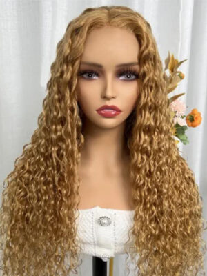 Pre-plucked Curly Hair 4x4/13x4/13x6 Lace Frontal Wigs 180% Density With Honey Blond Hair - 4x4 Lace / NO / 26inch