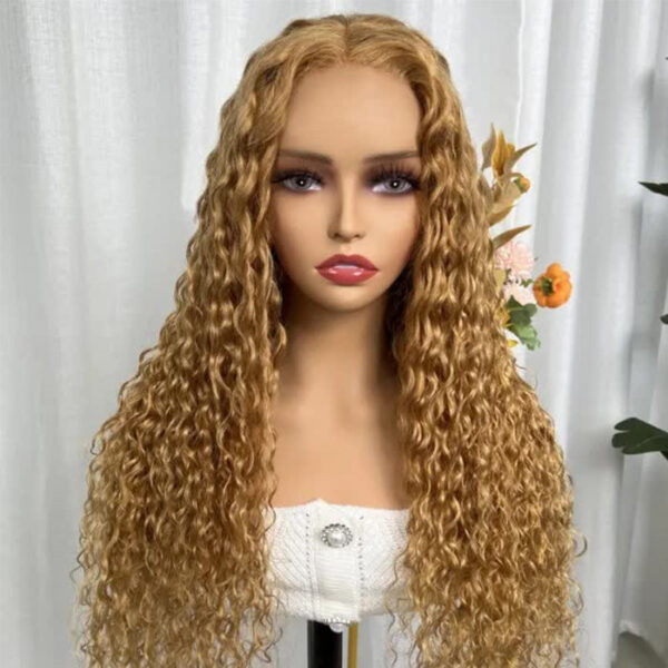 Pre-plucked Curly Hair 4x4/13x4/13x6 Lace Frontal Wigs 180% Density With Honey Blond Hair - 13x6 Lace / Yes（+） / 16inch