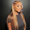 Highlights Color 360 Transparent Lace Wig Straight Human Hair Wig For Black Woman - 360 Lace / 150% / 32inch