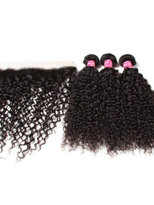 Sunber Malaysian Curly Hair 3 Bundles with 13*4 Lace Frontal 100% Virgin Hair - 20 20 20+20