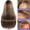 Highlights Color 360 Transparent Lace Wig Straight Human Hair Wig For Black Woman - 360 Lace / 150% / 32inch